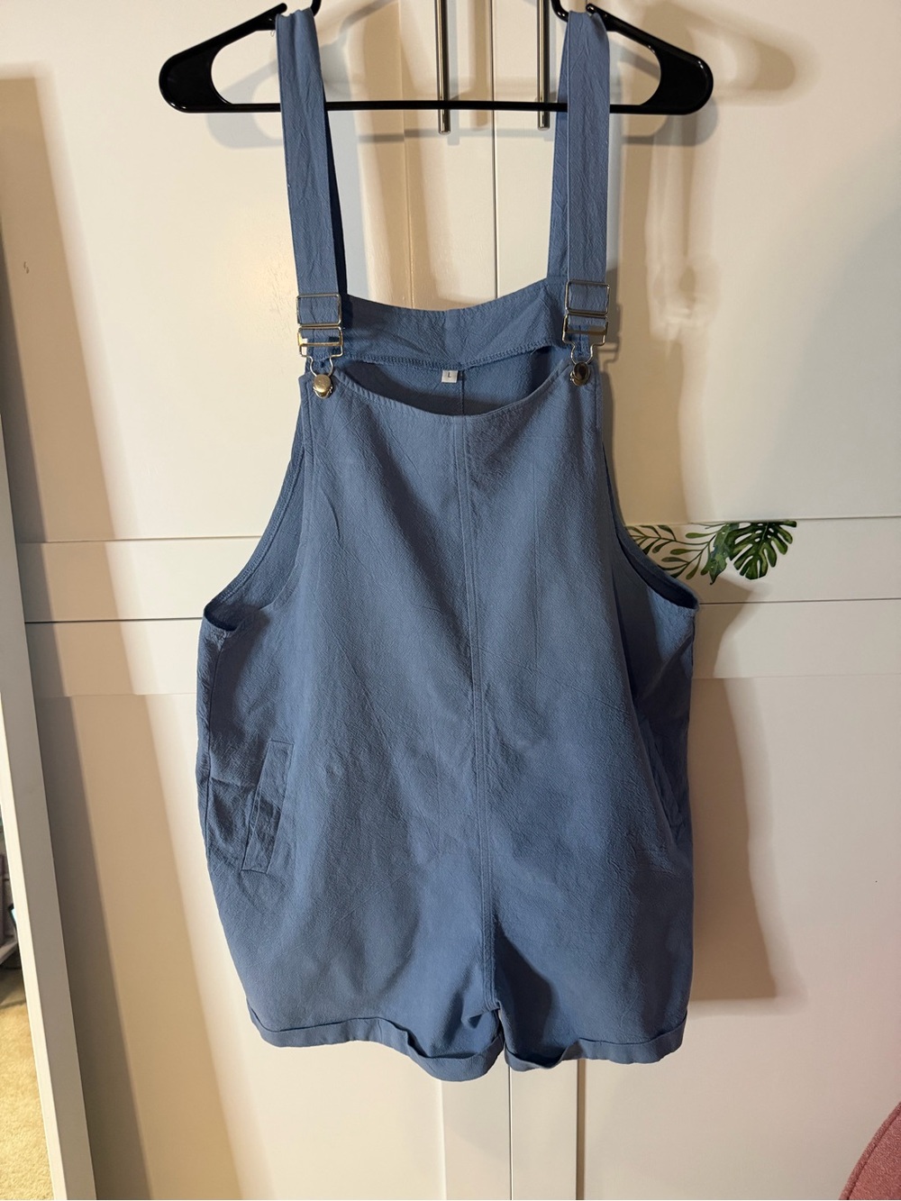 Fashion Nova Light Blue Short Overalls Romper